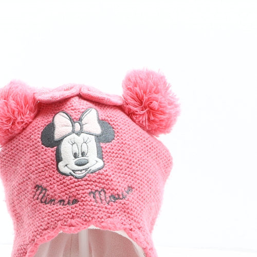 Disney Girls Pink Acrylic Winter Hat One Size - Disney, Minnie Mouse, Size 86cm 50/51