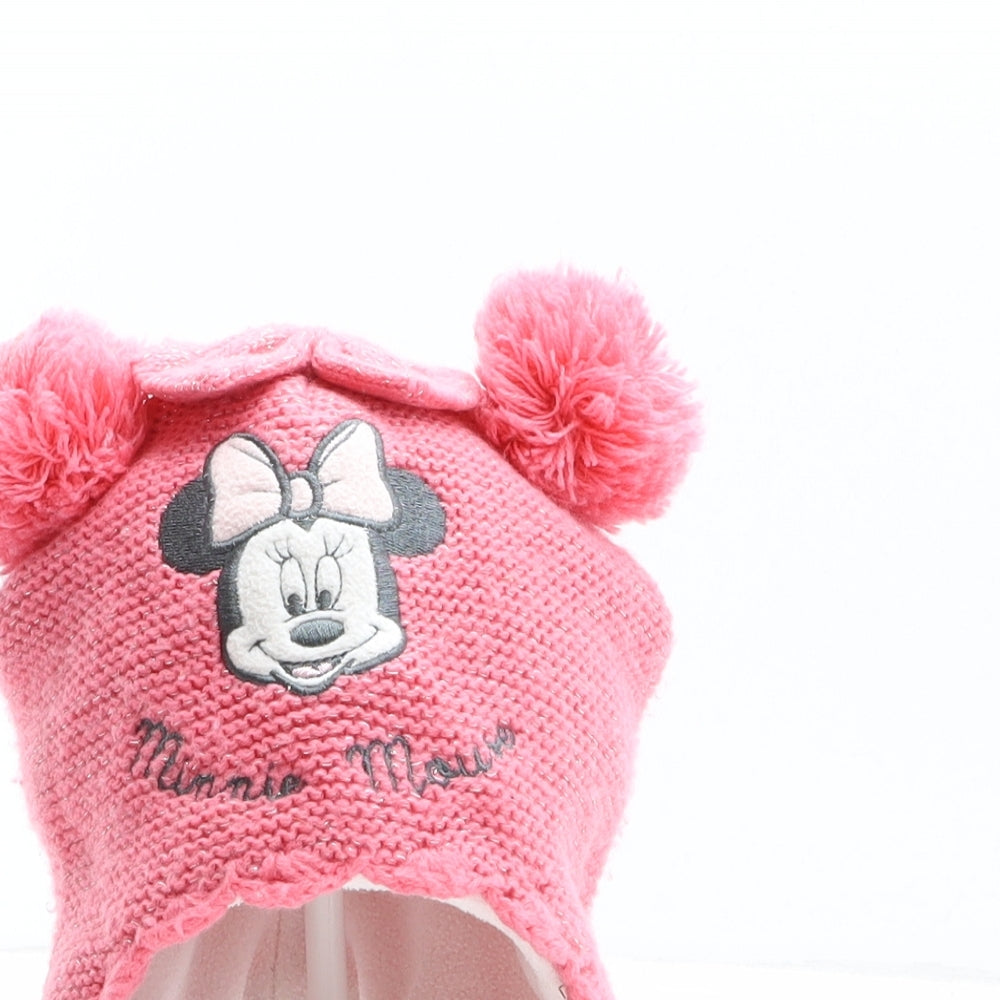 Disney Girls Pink Acrylic Winter Hat One Size - Disney, Minnie Mouse, Size 86cm 50/51