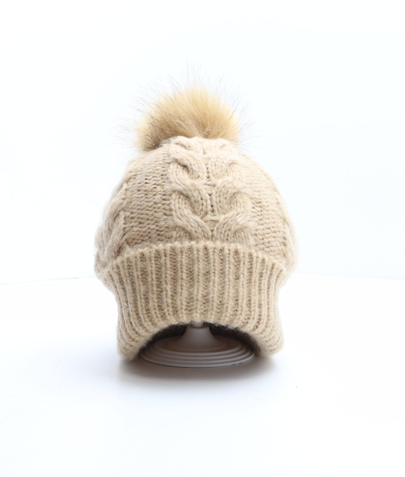 Marks and Spencer Womens Beige Acrylic Bobble Hat One Size