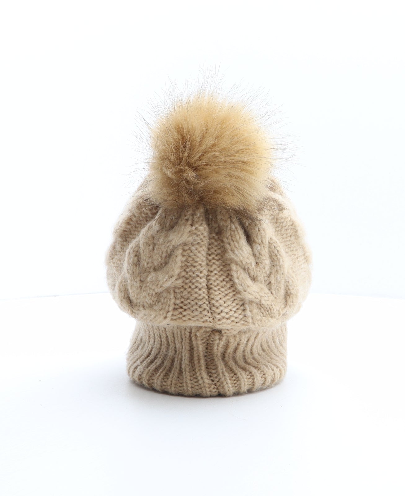 Marks and Spencer Womens Beige Acrylic Bobble Hat One Size