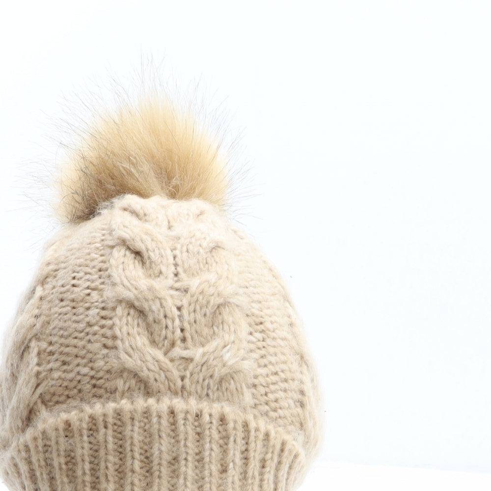 Marks and Spencer Womens Beige Acrylic Bobble Hat One Size