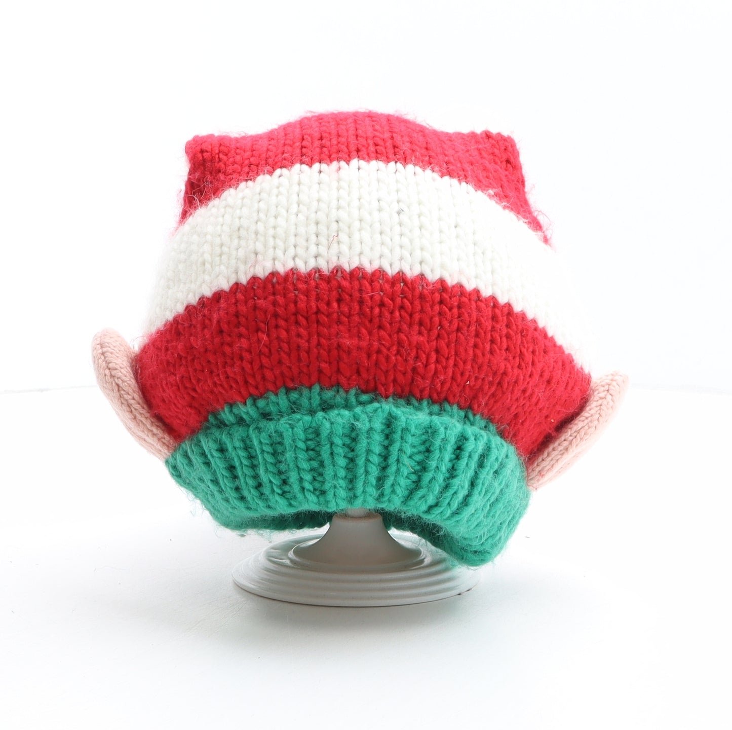 Preworn Womens Multicoloured Striped Acrylic Bobble Hat One Size - Christmas, Elf