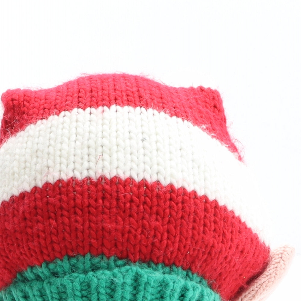 Preworn Womens Multicoloured Striped Acrylic Bobble Hat One Size - Christmas, Elf