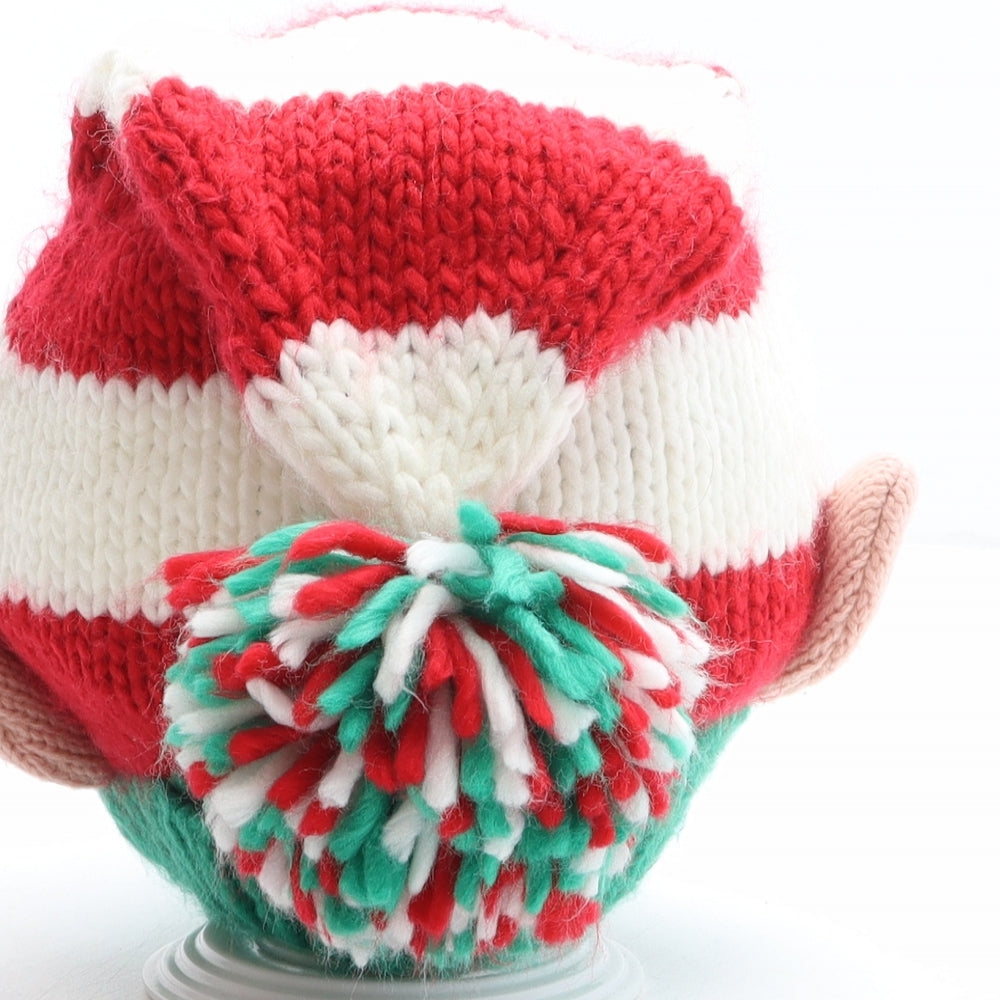 Preworn Womens Multicoloured Striped Acrylic Bobble Hat One Size - Christmas, Elf