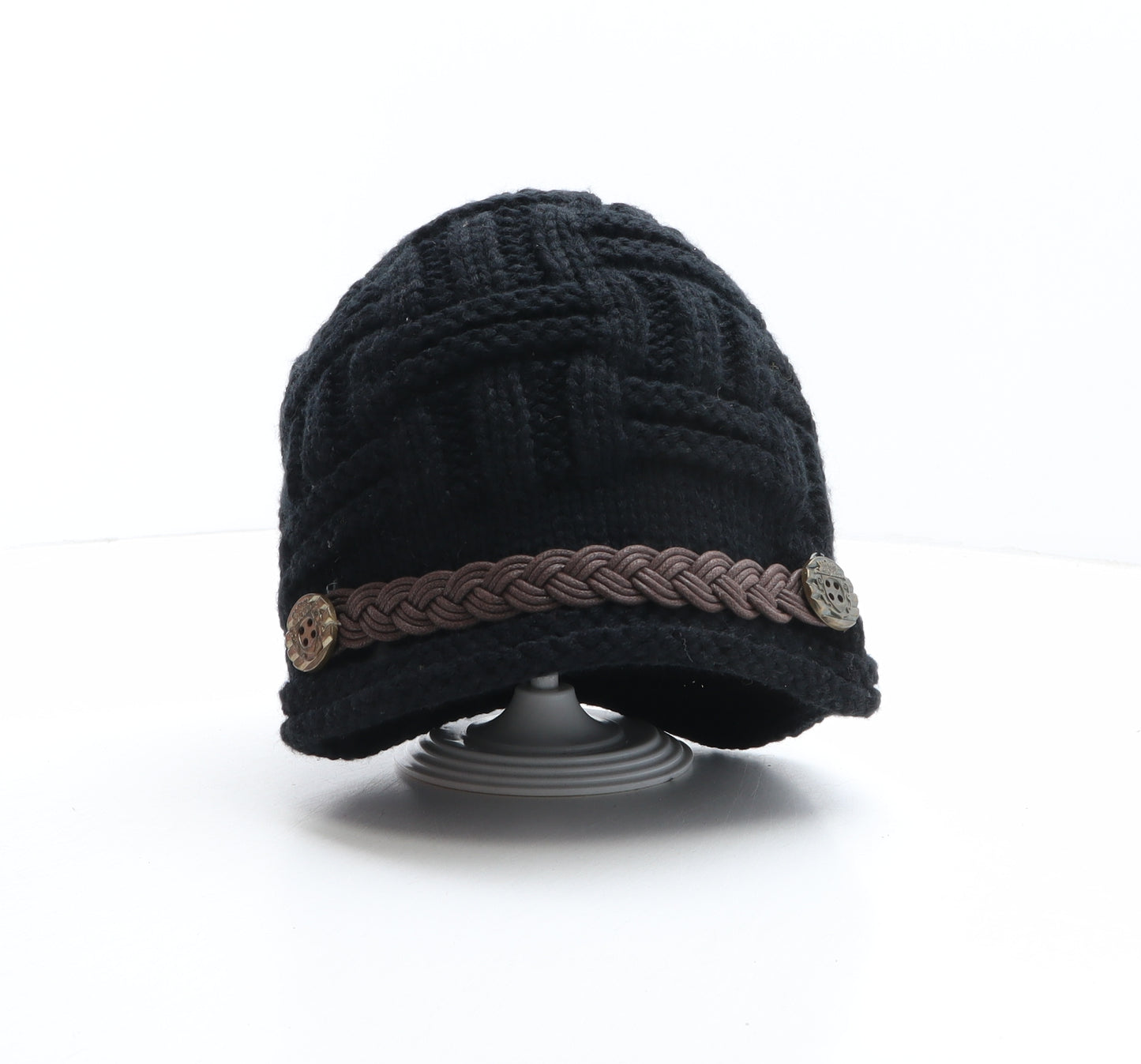 Preworn Womens Black Acrylic Beanie One Size