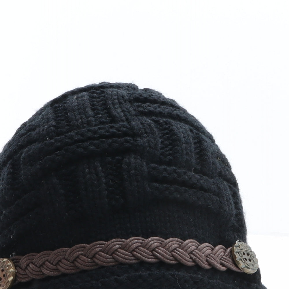 Preworn Womens Black Acrylic Beanie One Size