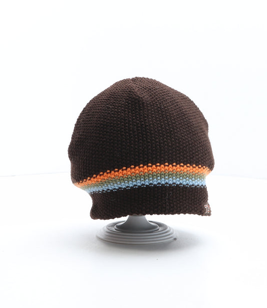 Cherokee Boys Brown Striped Acrylic Beanie One Size - Size 14-16 years