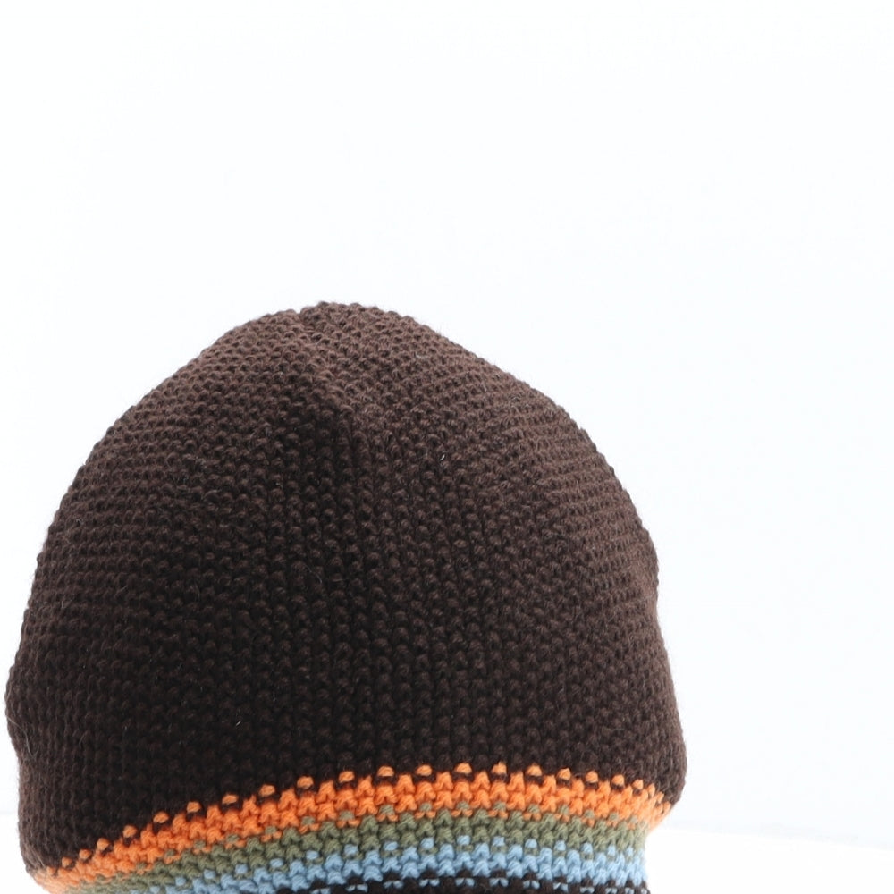 Cherokee Boys Brown Striped Acrylic Beanie One Size - Size 14-16 years