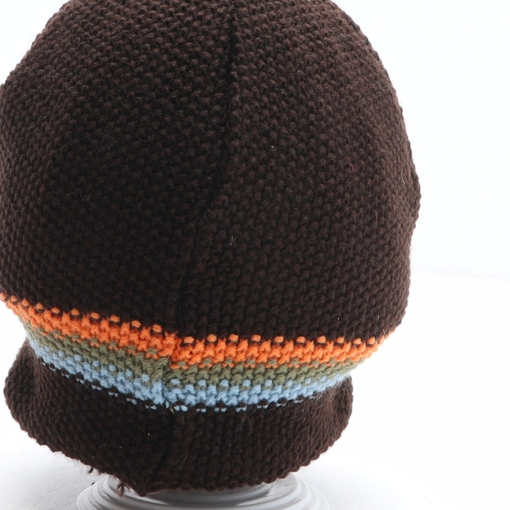 Cherokee Boys Brown Striped Acrylic Beanie One Size - Size 14-16 years