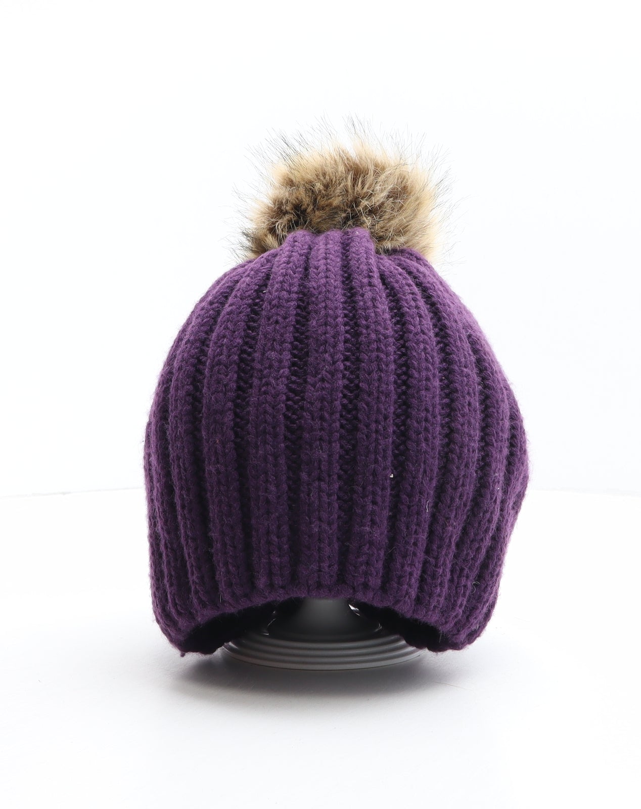 Preworn Womens Purple Acrylic Bobble Hat One Size