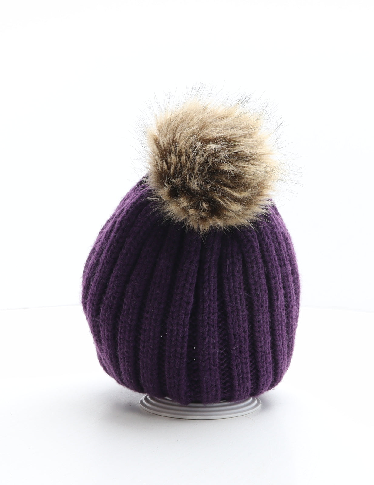 Preworn Womens Purple Acrylic Bobble Hat One Size