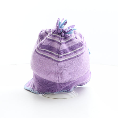 TU Girls Purple Acrylic Winter Hat One Size - Size 3-6 years, Birds Details, Heart Details
