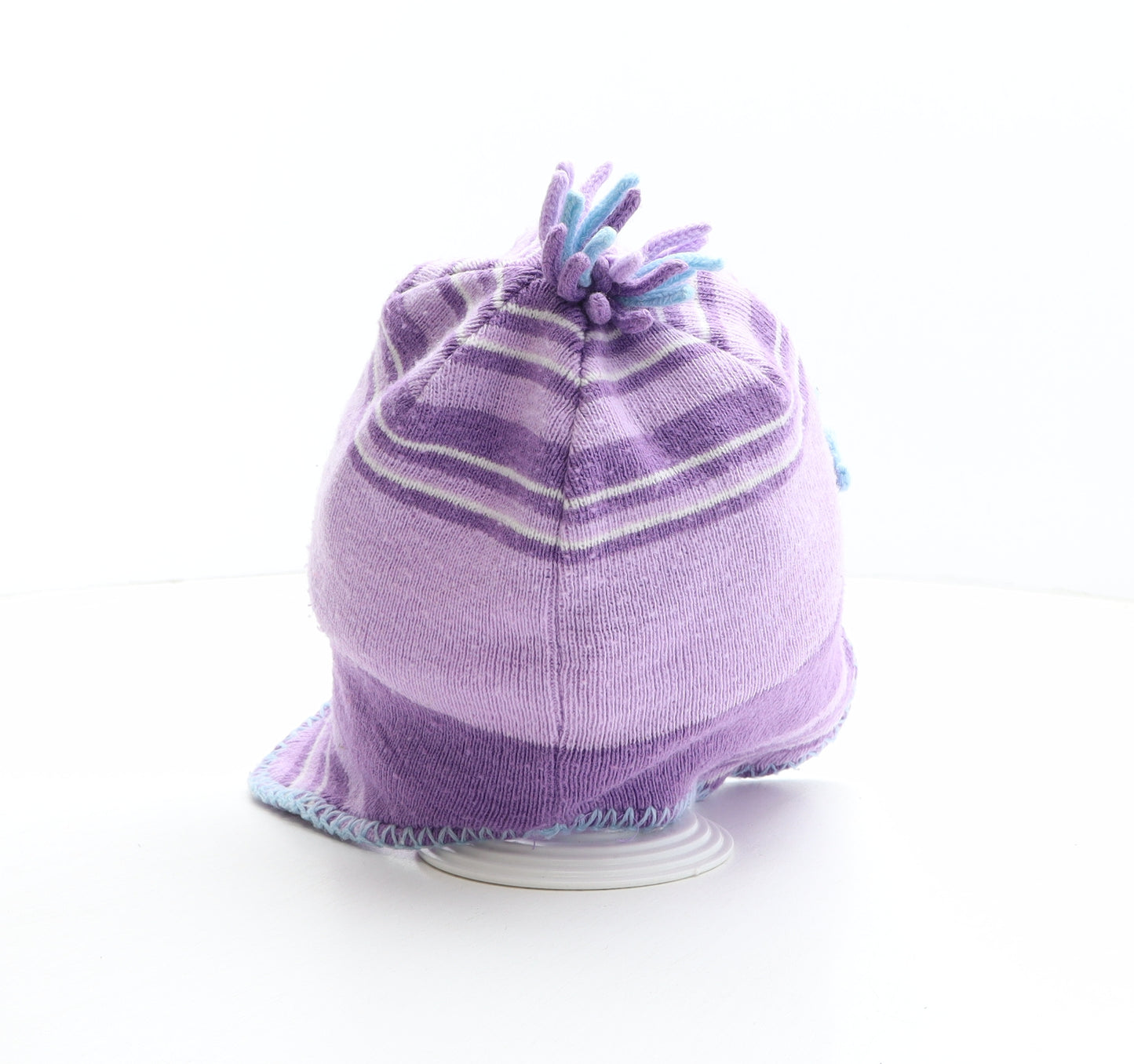 TU Girls Purple Acrylic Winter Hat One Size - Size 3-6 years, Birds Details, Heart Details