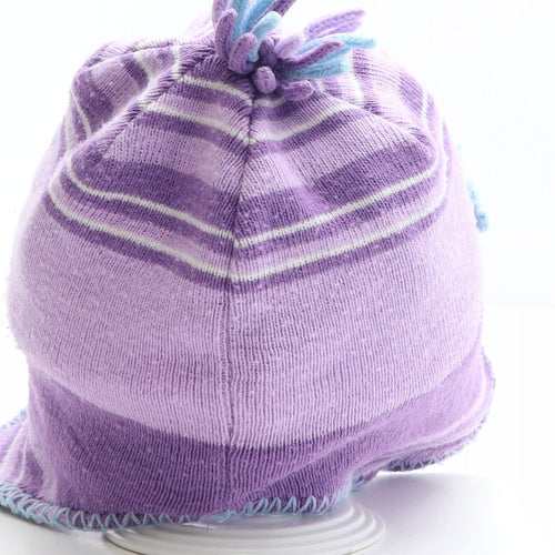 TU Girls Purple Acrylic Winter Hat One Size - Size 3-6 years, Birds Details, Heart Details