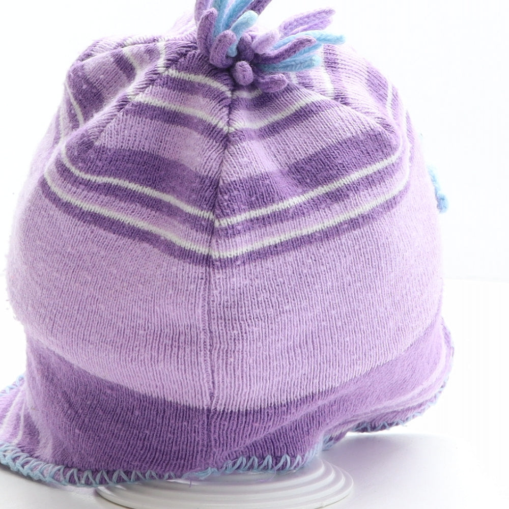 TU Girls Purple Acrylic Winter Hat One Size - Size 3-6 years, Birds Details, Heart Details