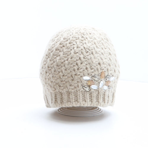 F&F Womens Beige Acrylic Beanie One Size