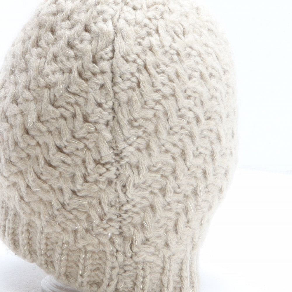 F&F Womens Beige Acrylic Beanie One Size