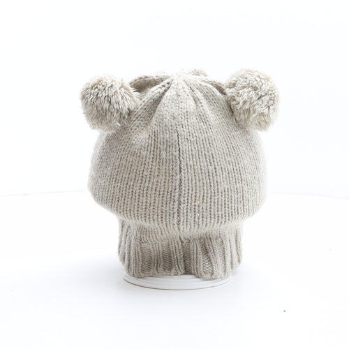 Preworn Womens Brown Acrylic Bobble Hat One Size - Bear Design