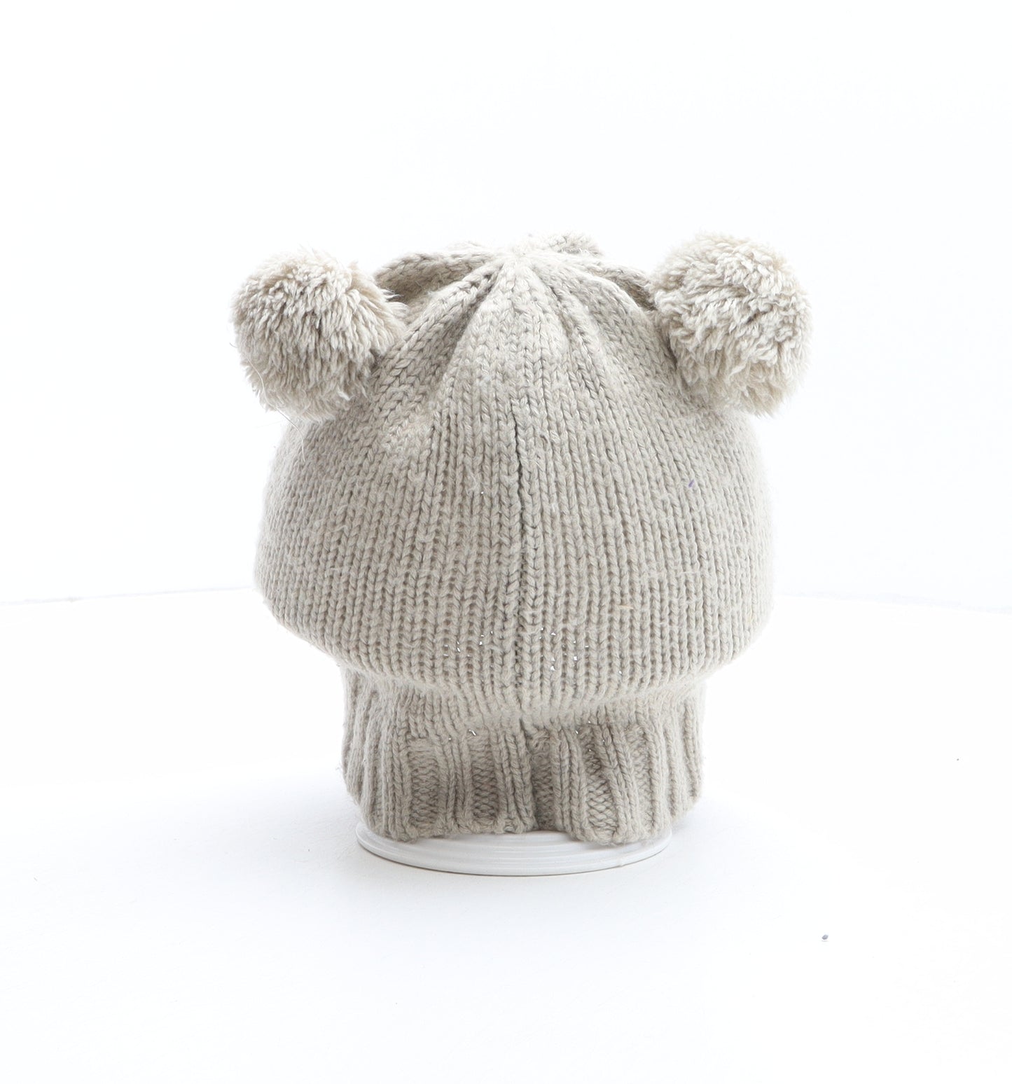 Preworn Womens Brown Acrylic Bobble Hat One Size - Bear Design