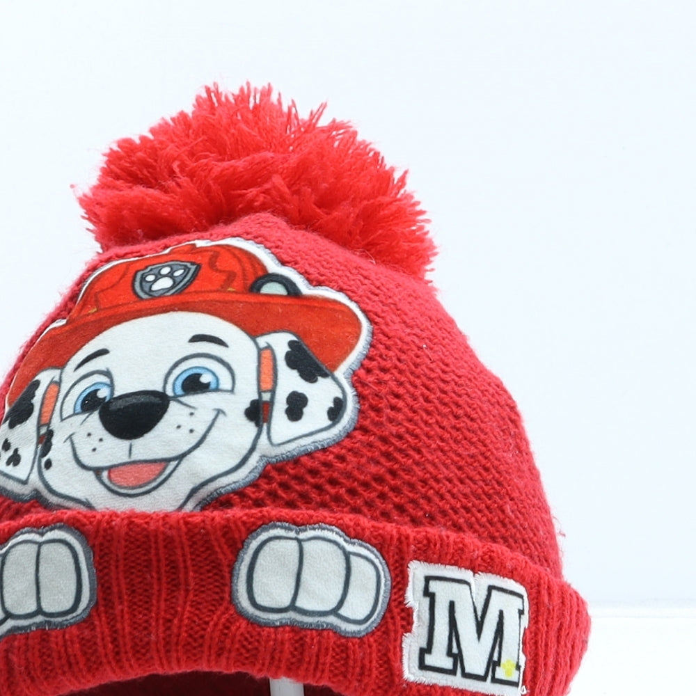 Nutmeg Boys Red Acrylic Bobble Hat One Size - Paw Patrol. UK Size 1-3 Years