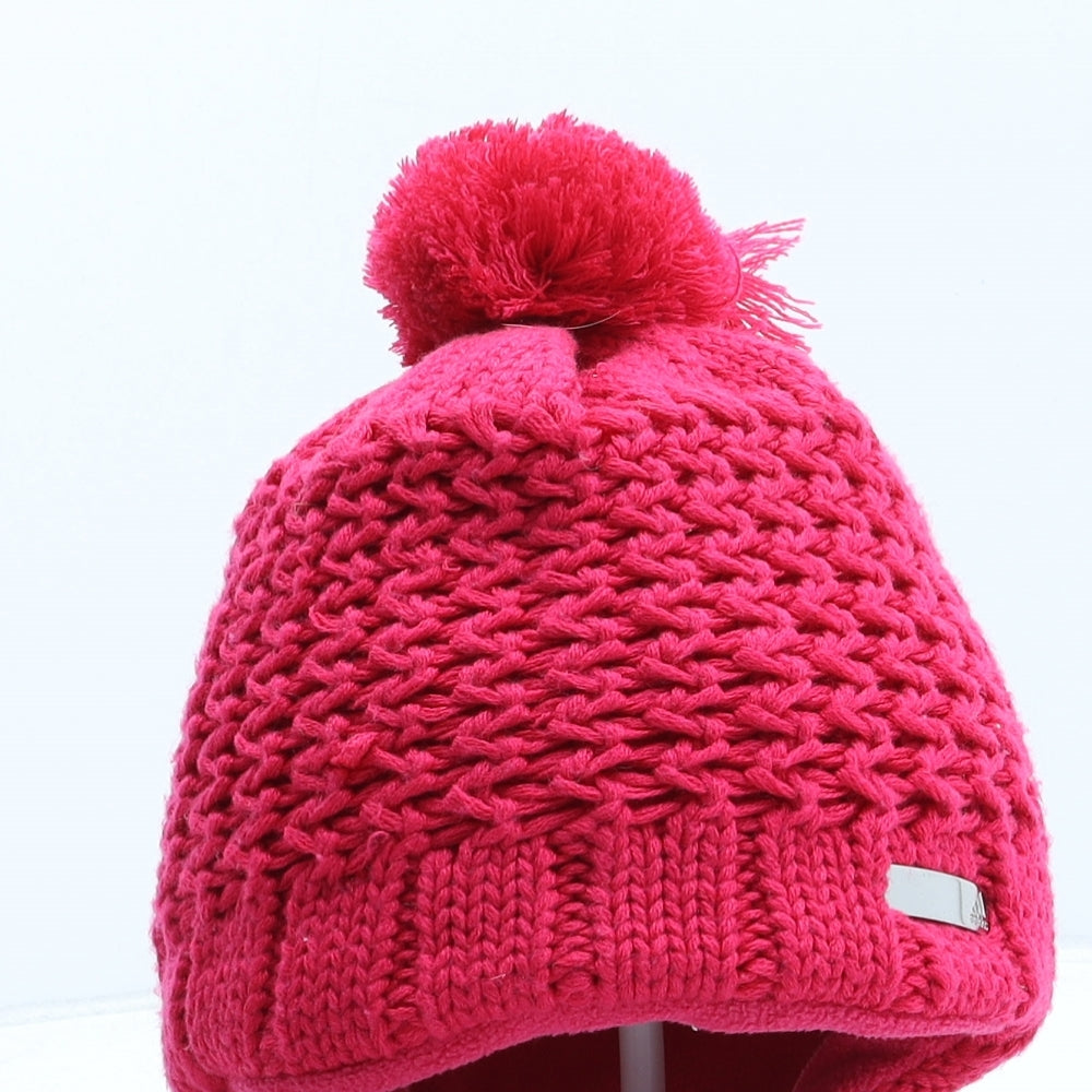 adidas Womens Pink Acrylic Bobble Hat One Size