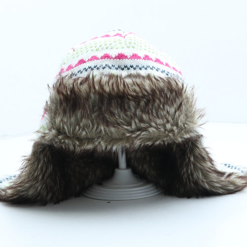 George Girls Multicoloured Fair Isle Acrylic Trapper Hat One Size