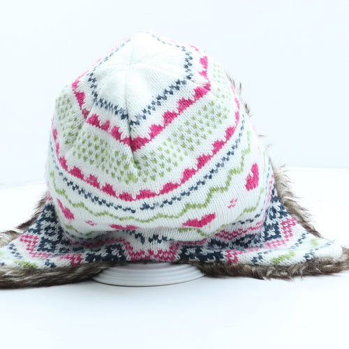 George Girls Multicoloured Fair Isle Acrylic Trapper Hat One Size