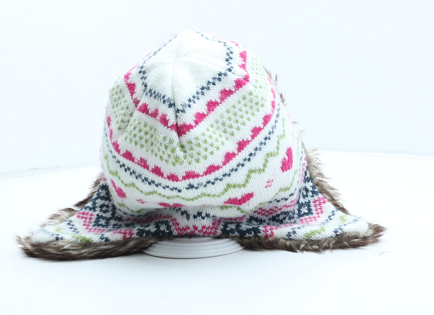 George Girls Multicoloured Fair Isle Acrylic Trapper Hat One Size