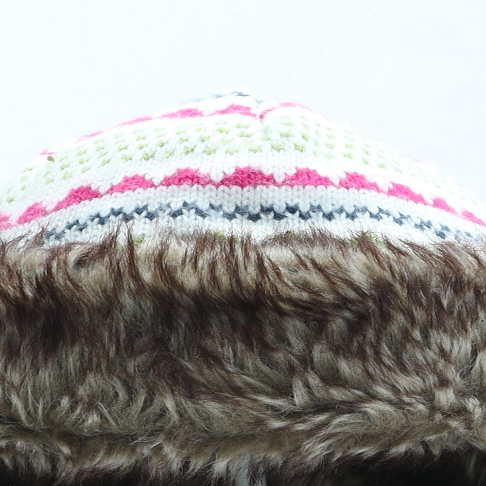 George Girls Multicoloured Fair Isle Acrylic Trapper Hat One Size