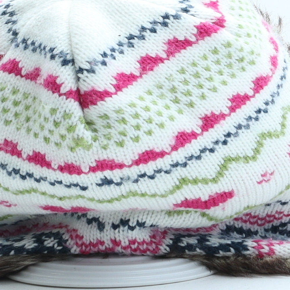 George Girls Multicoloured Fair Isle Acrylic Trapper Hat One Size