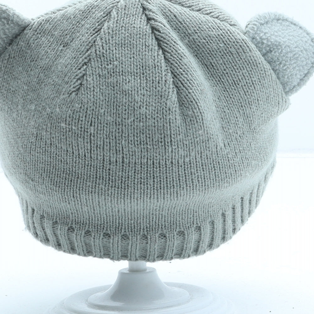 Vertbaudet Boys Grey Acrylic Beanie One Size - Bear.UK Size 2-3 Years