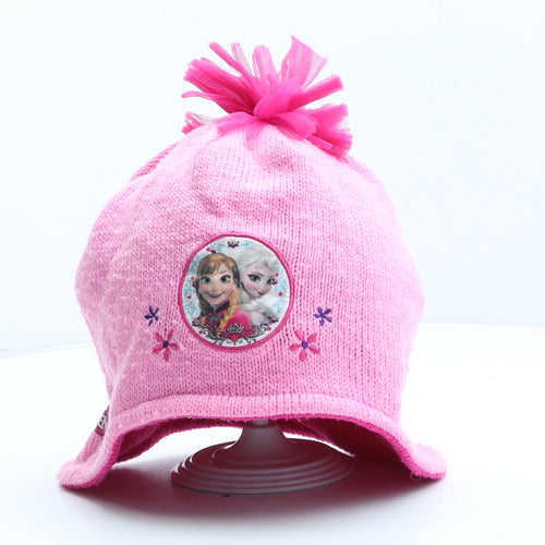 George Girls Pink Acrylic Bobble Hat One Size - Frozen. UK Size 8-12 Years