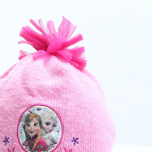 George Girls Pink Acrylic Bobble Hat One Size - Frozen. UK Size 8-12 Years