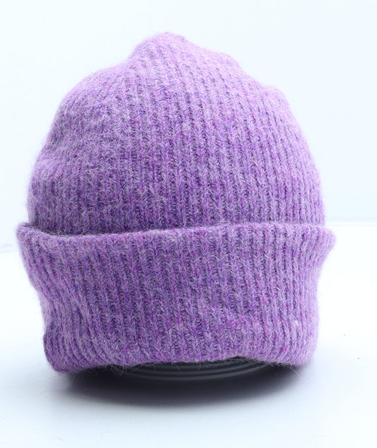 Zara Womens Purple Acrylic Beanie One Size