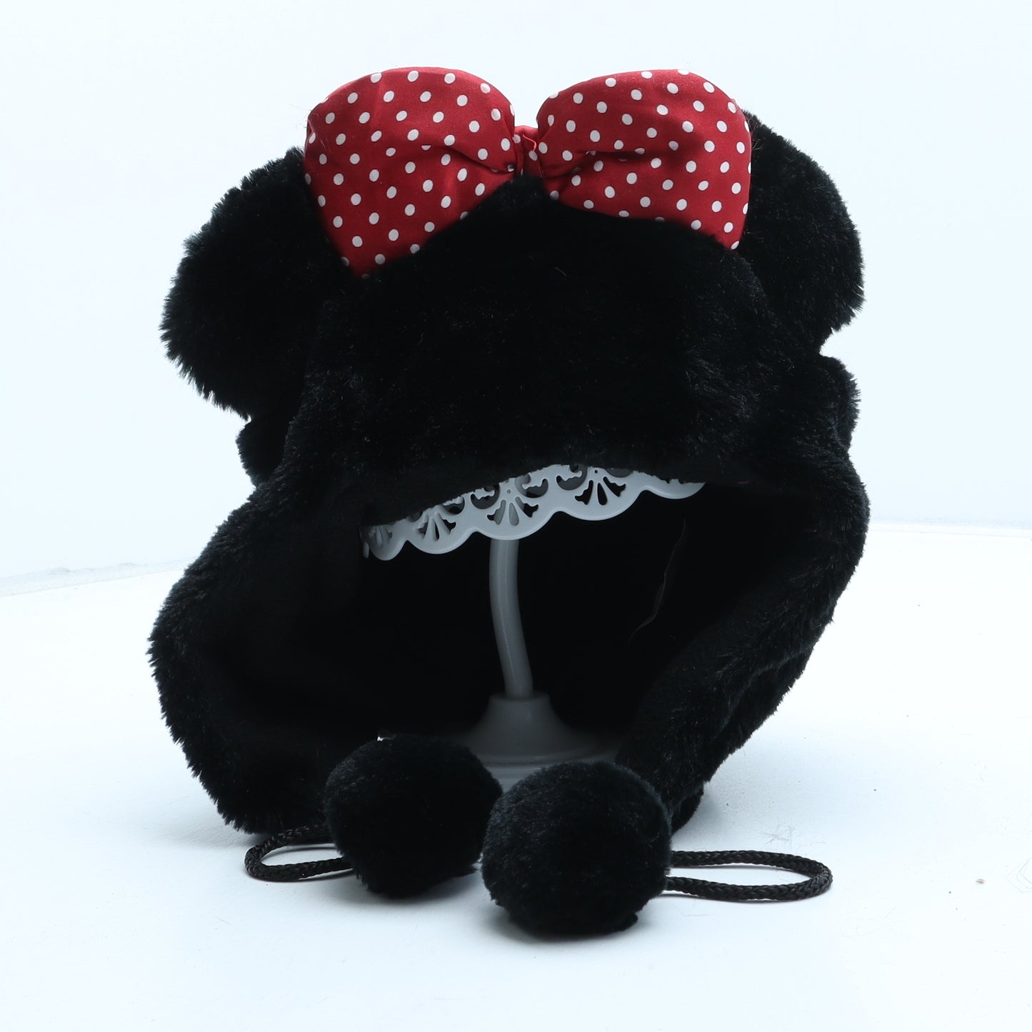 Disney Girls Black Polyester Winter Hat One Size - Minnie Mouse.UK Size 3-6 Years