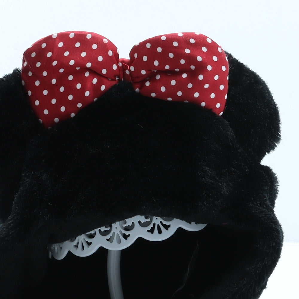 Disney Girls Black Polyester Winter Hat One Size - Minnie Mouse.UK Size 3-6 Years