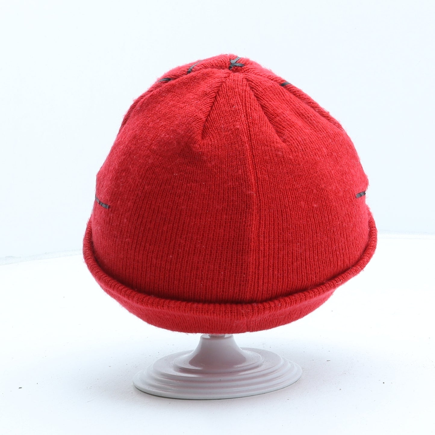 George Boys Red Geometric Acrylic Beanie One Size - Spiderman. UK Size 4-8 Years