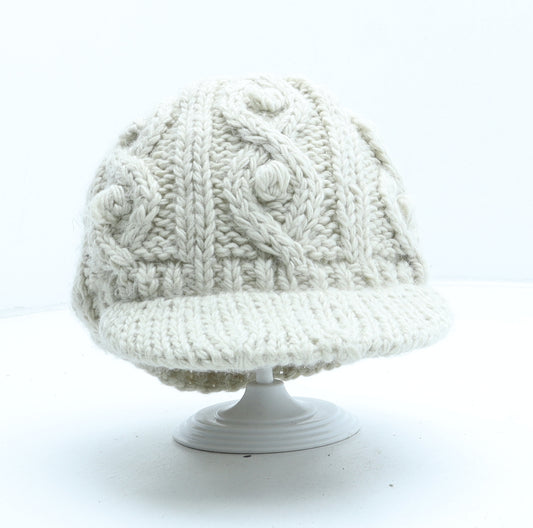 E-vie Womens Beige Acrylic Beanie One Size - Peaked