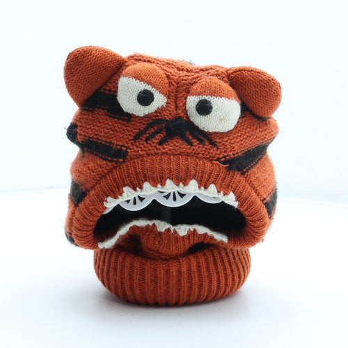 John Lewis Boys Orange Striped Acrylic Balaclava Size S - Size 6-8 Years