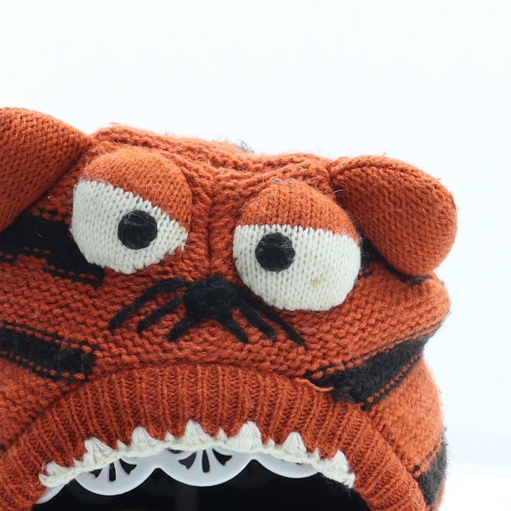 John Lewis Boys Orange Striped Acrylic Balaclava Size S - Size 6-8 Years