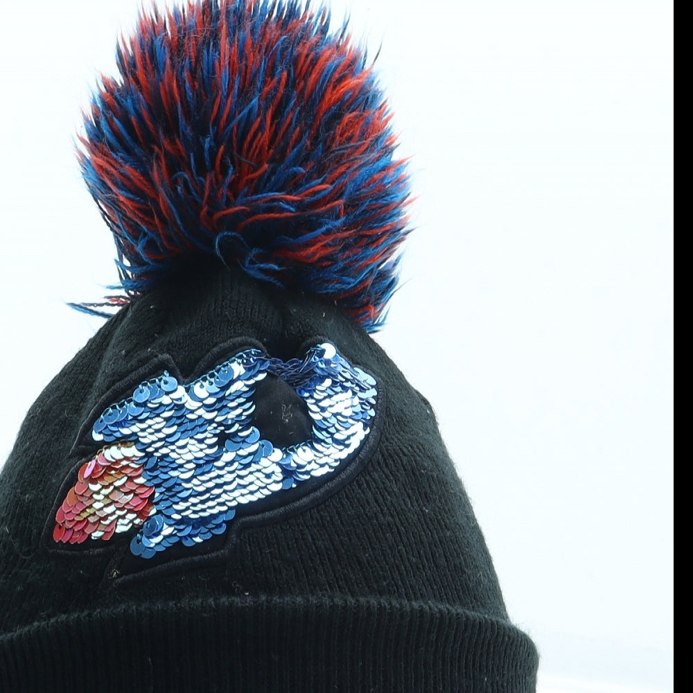 George Boys Black Acrylic Bobble Hat One Size - Rocket Size 1-3 Years