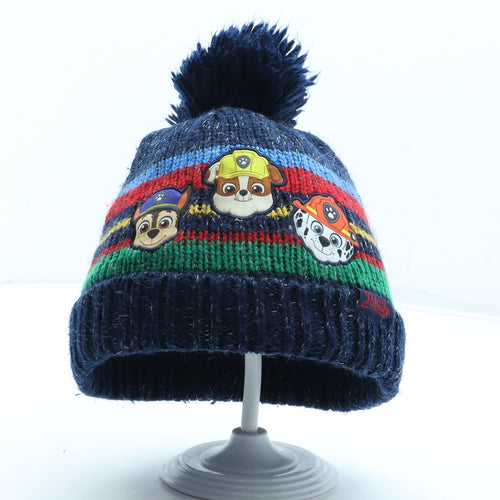 Matalan Boys Multicoloured Striped Acrylic Bobble Hat One Size - Paw Patrol Size 3-6 Years