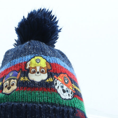 Matalan Boys Multicoloured Striped Acrylic Bobble Hat One Size - Paw Patrol Size 3-6 Years