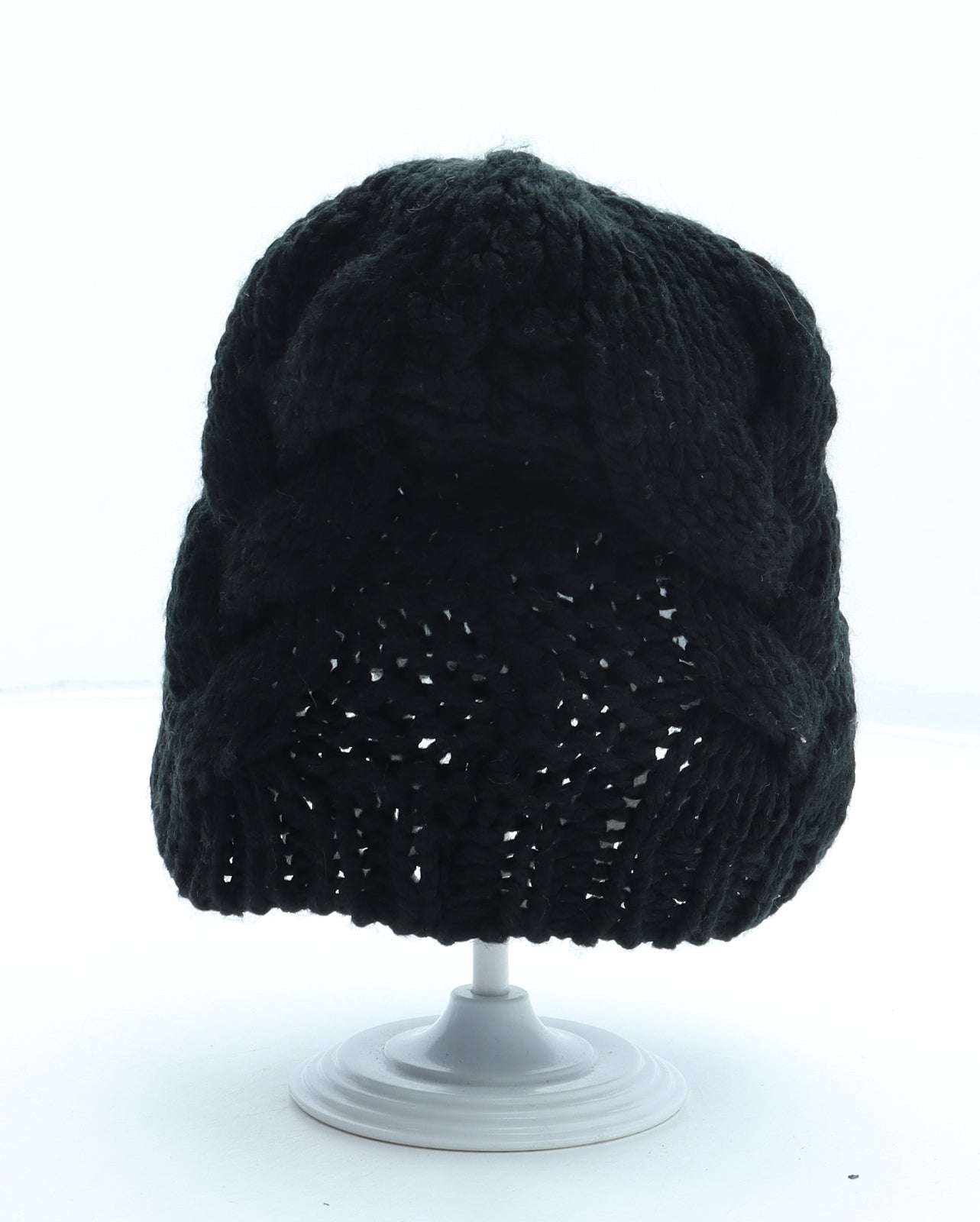 Preworn Womens Black Acrylic Beanie One Size