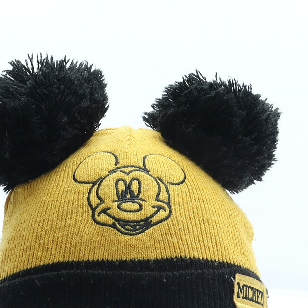 F&F Boys Orange Acrylic Bobble Hat One Size - Mickey Mouse Size 6-12 Months