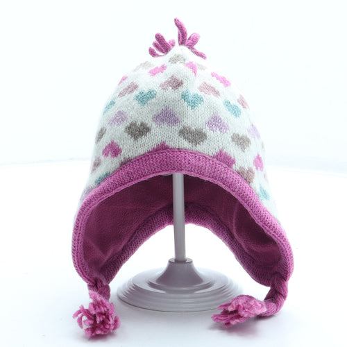 Monsoon Girls Multicoloured Geometric Acrylic Beanie One Size - Hearts Size 1-3 Years