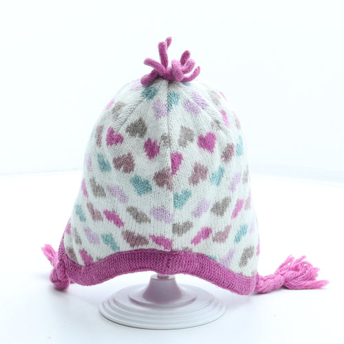 Monsoon Girls Multicoloured Geometric Acrylic Beanie One Size - Hearts Size 1-3 Years