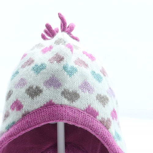 Monsoon Girls Multicoloured Geometric Acrylic Beanie One Size - Hearts Size 1-3 Years