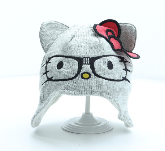 George Girls Grey Acrylic Beanie Size S - Hello Kitty Ears Size 4-8 Years