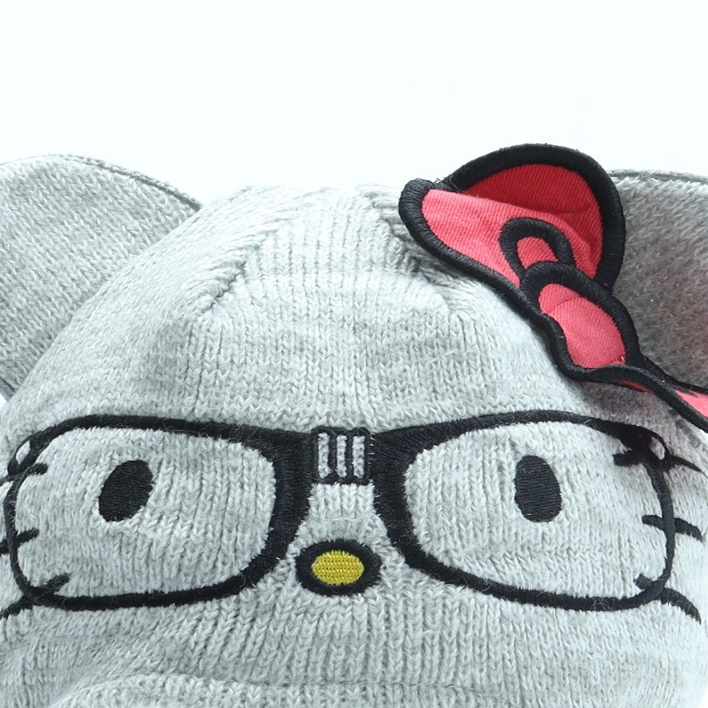 George Girls Grey Acrylic Beanie Size S - Hello Kitty Ears Size 4-8 Years